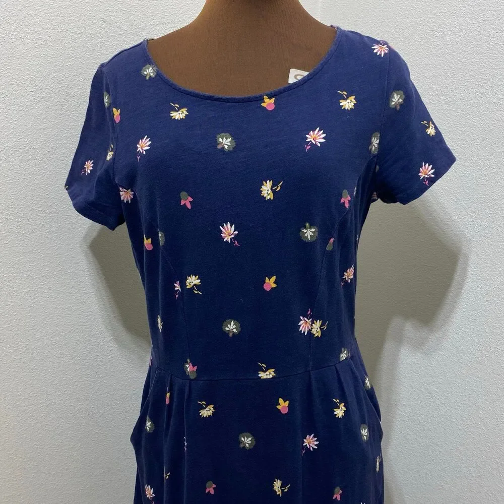 Boden Phoebe Navy Blue Floral Cotton Sheath Dress Size 8R - Picture 2 of 9